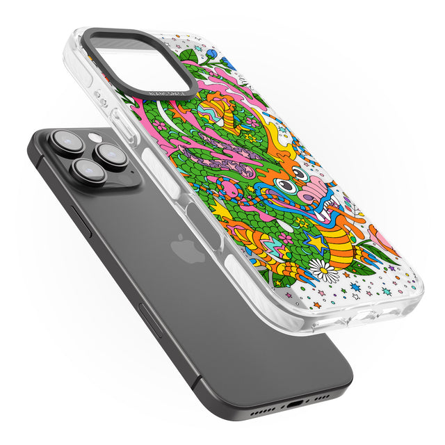 iPhone 16 Pro Max Psychedelic Jungle Dragon Black Impact Phone Case