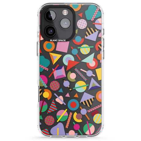 iPhone 16 Pro Max Retro Carnival Shapes Black Impact Phone Case