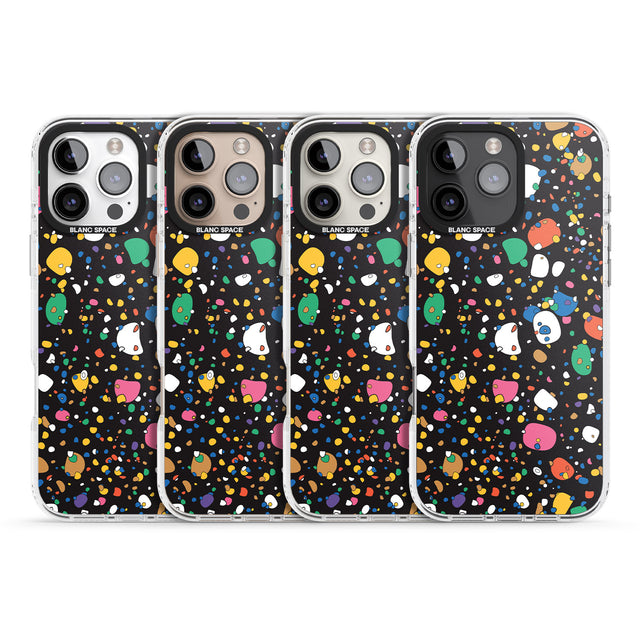 iPhone 16 Pro Max Colourful Confetti Pebbles (Black) Black Impact Phone Case