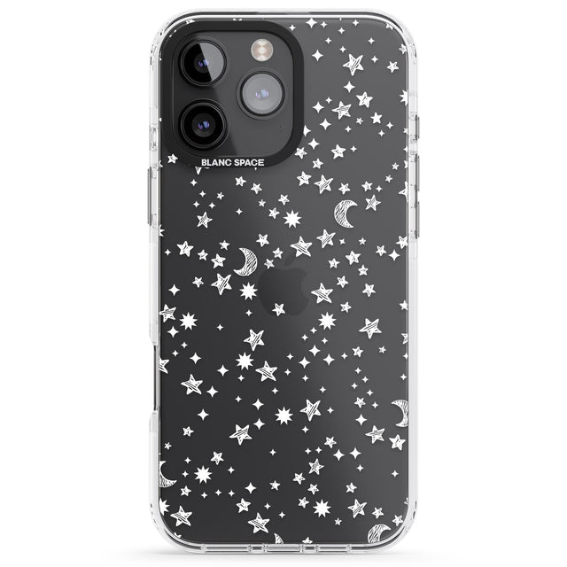 iPhone 16 Pro Max White Cosmic Galaxy Pattern Black Impact Phone Case