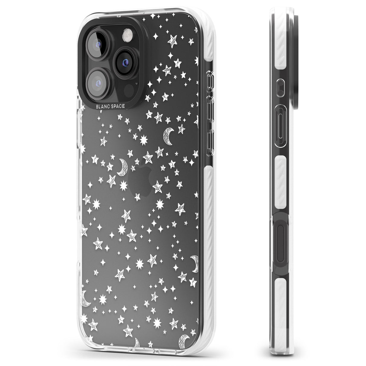 iPhone 16 Pro Max White Cosmic Galaxy Pattern Black Impact Phone Case