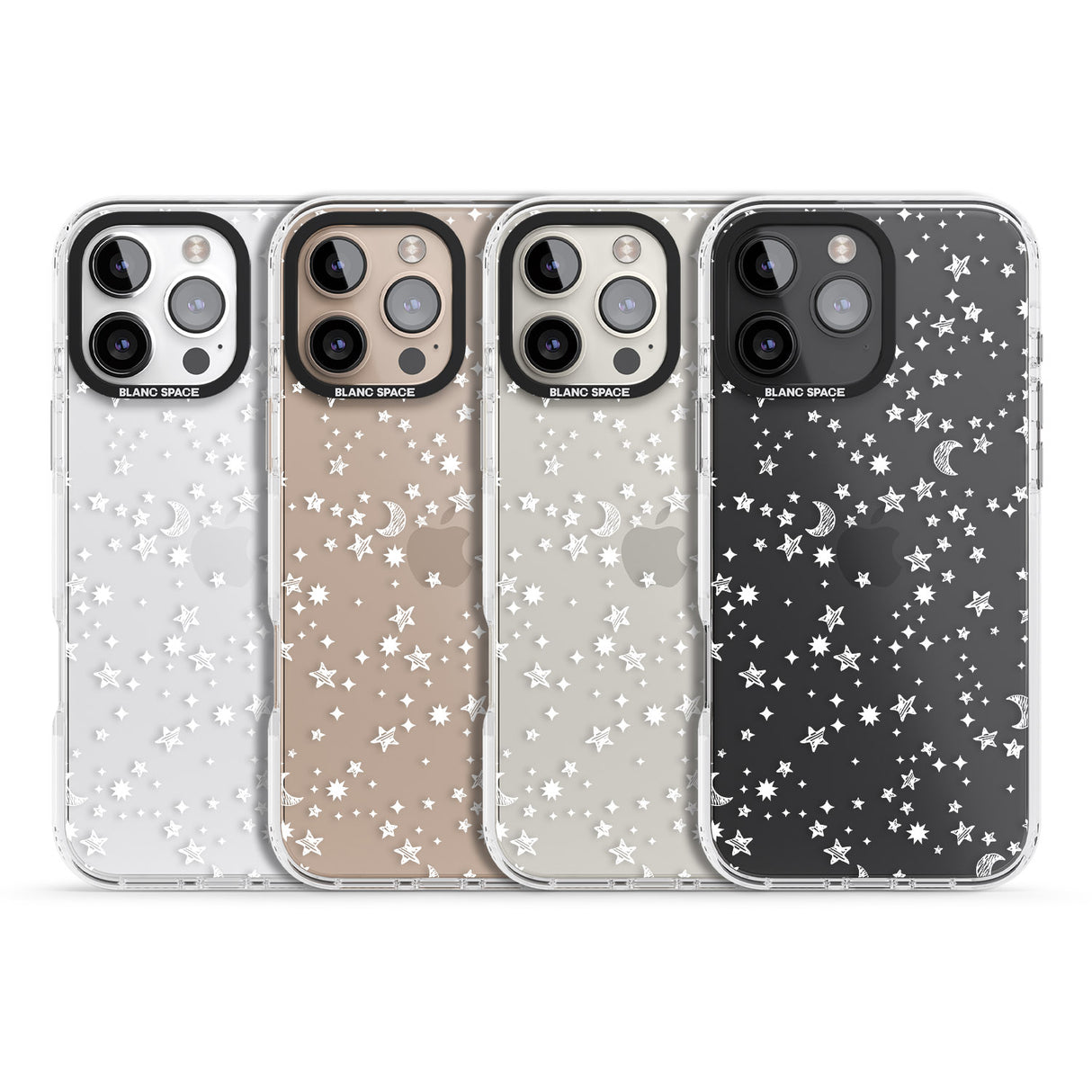 iPhone 16 Pro Max White Cosmic Galaxy Pattern Black Impact Phone Case