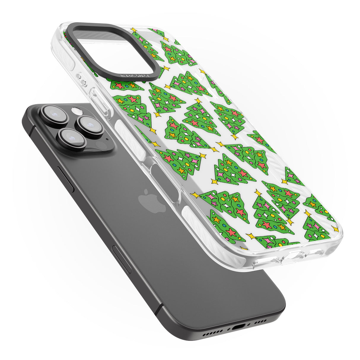 iPhone 16 Pro Max Christmas Tree Pattern Black Impact Phone Case