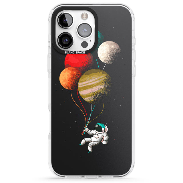 iPhone 16 Pro Max Astronaut Balloon Planets Black Impact Phone Case