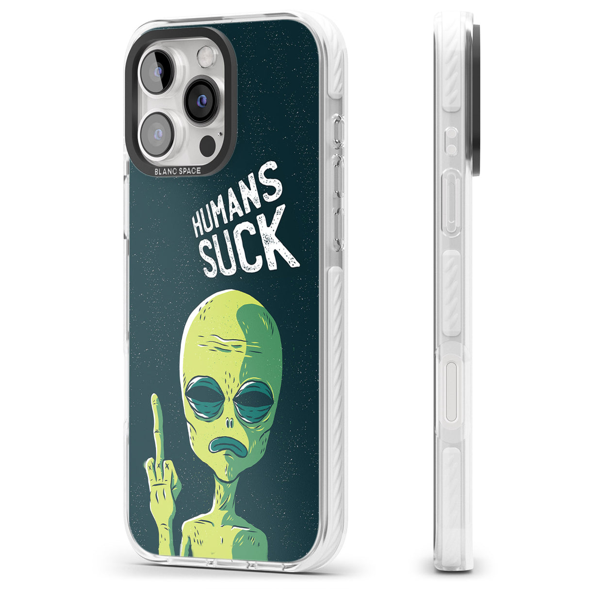 iPhone 16 Pro Max Humans Suck Alien Black Impact Phone Case