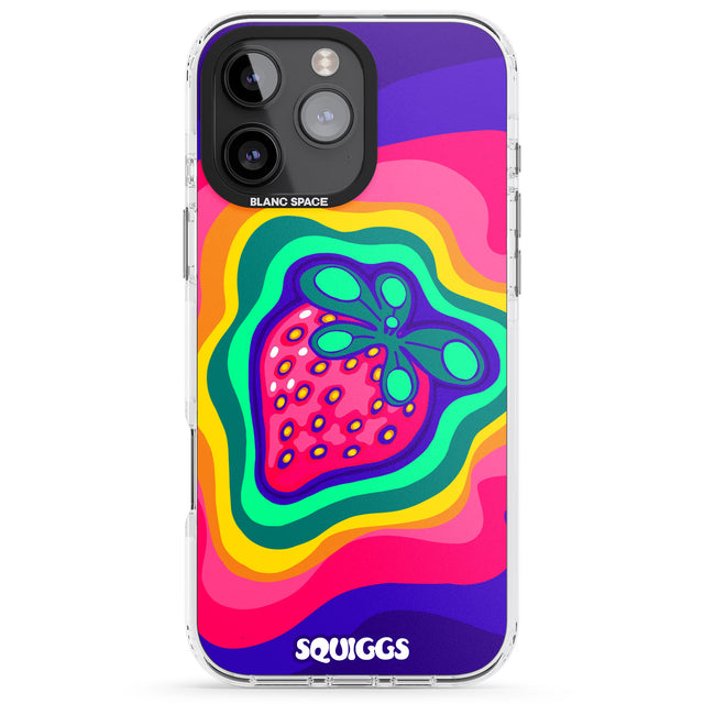 iPhone 16 Pro Max Strawberry Rainbow Black Impact Phone Case