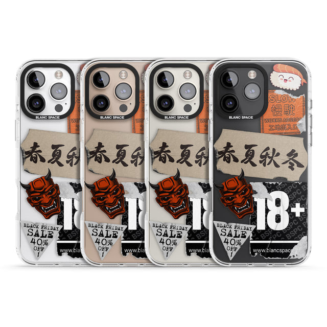 iPhone 16 Pro Max Asian Sticker Mix Black Impact Phone Case