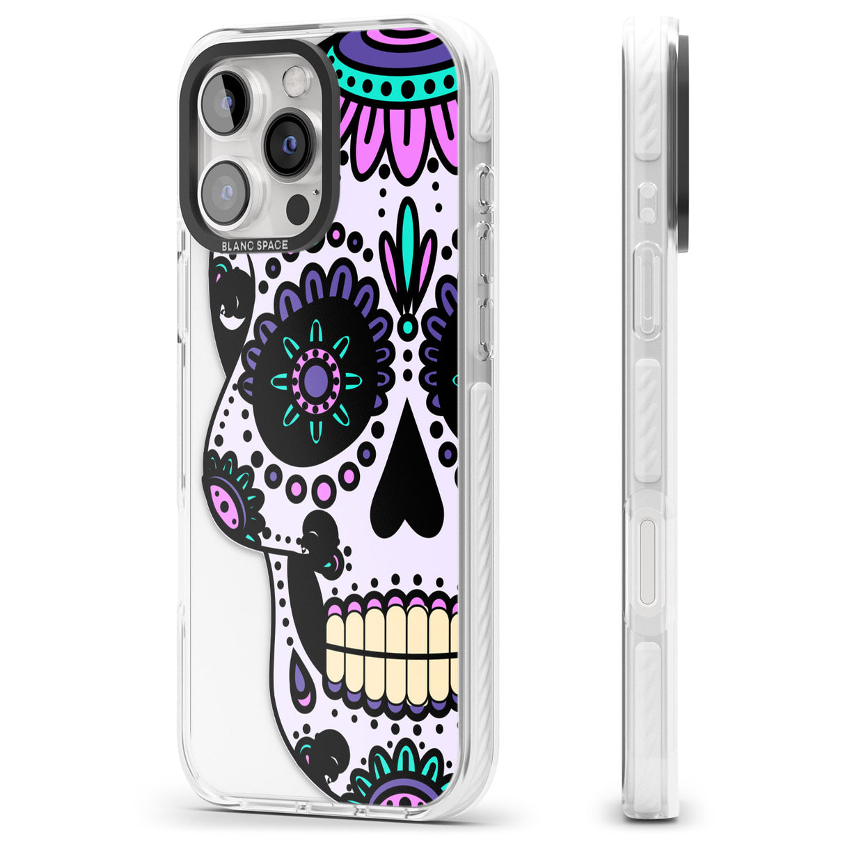 iPhone 16 Pro Max Violet Sugar Skull Black Impact Phone Case