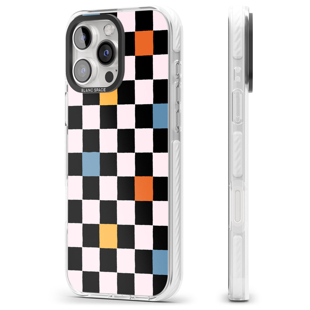 iPhone 16 Pro Max Vibrant Retro Checkered Black Impact Phone Case + Magsafe