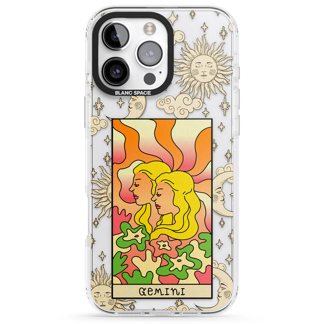 iPhone 16 Pro Max Celestial Zodiac - Gemini Black Impact Phone Case + Magsafe