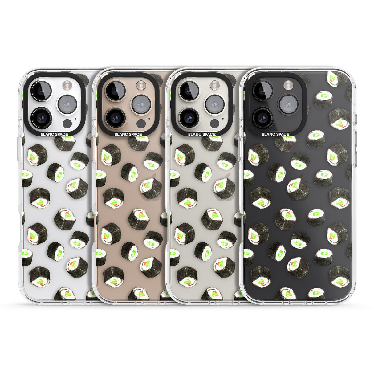 iPhone 16 Pro Max Maki Rolls Sushi Pattern Black Impact Phone Case