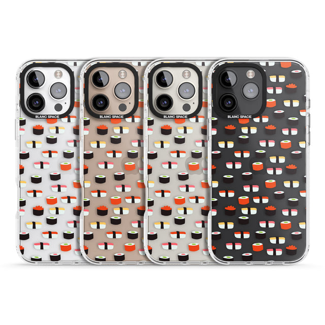 iPhone 16 Pro Max Minimalist Sushi Pattern Black Impact Phone Case