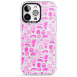 iPhone 16 Pro Max Bright Pink Sushi Pattern Black Impact Phone Case