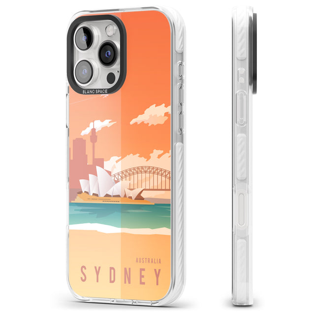 iPhone 16 Pro Max Vintage Travel Poster Sydney Black Impact Phone Case