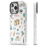 iPhone 16 Pro Max Cute Travel Pattern Transparent Black Impact Phone Case