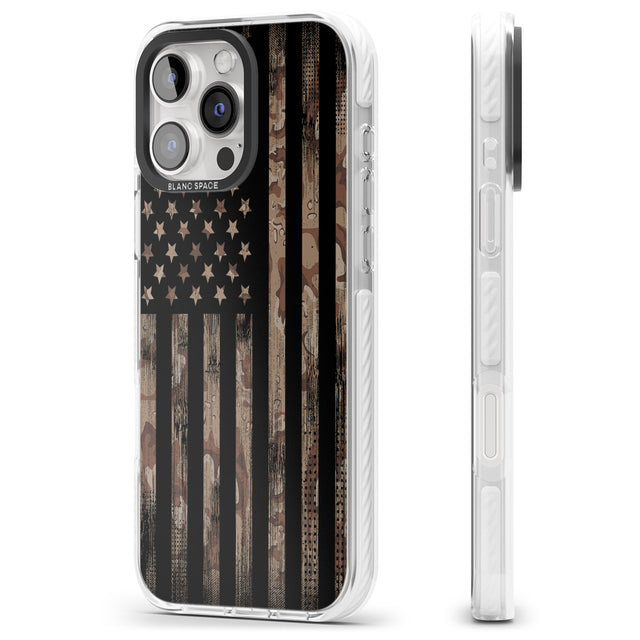 iPhone 16 Pro Max American Flag Camo Black Impact Phone Case