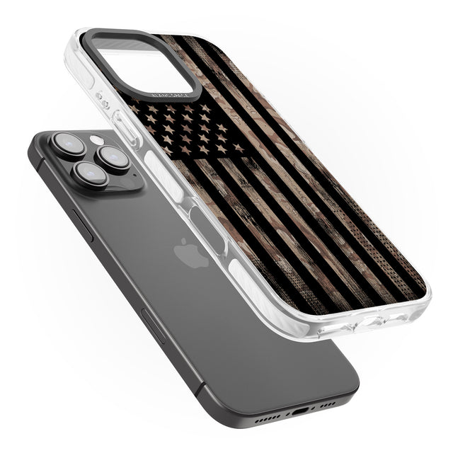 iPhone 16 Pro Max Desert Camo US Flag Black Impact Phone Case