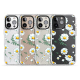 iPhone 16 Pro Max Vintage Painted Daisies Black Impact Phone Case + Magsafe