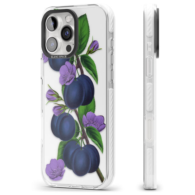 iPhone 16 Pro Max Vintage Painted Plums Black Impact Phone Case + Magsafe