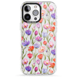 iPhone 16 Pro Max Red, Pink & Purple Flowers Black Impact Phone Case + Magsafe