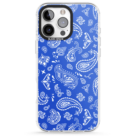 iPhone 16 Pro Max Blue Bandana Black Impact Phone Case