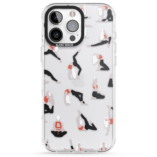 iPhone 16 Pro Max Yoga Poses Clear Black Impact Phone Case