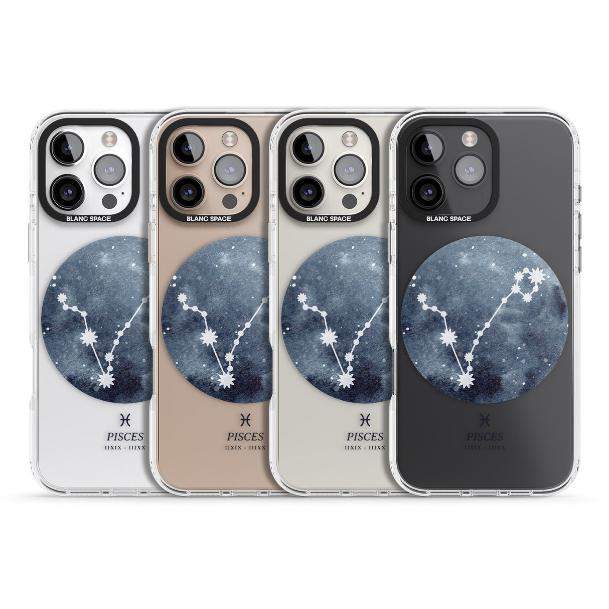 iPhone 16 Pro Max Pisces Zodiac Transparent Design - Blue Black Impact Phone Case