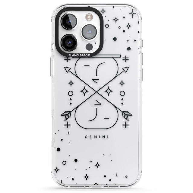 iPhone 16 Pro Max Gemini Emblem - Transparent Design Black Impact Phone Case