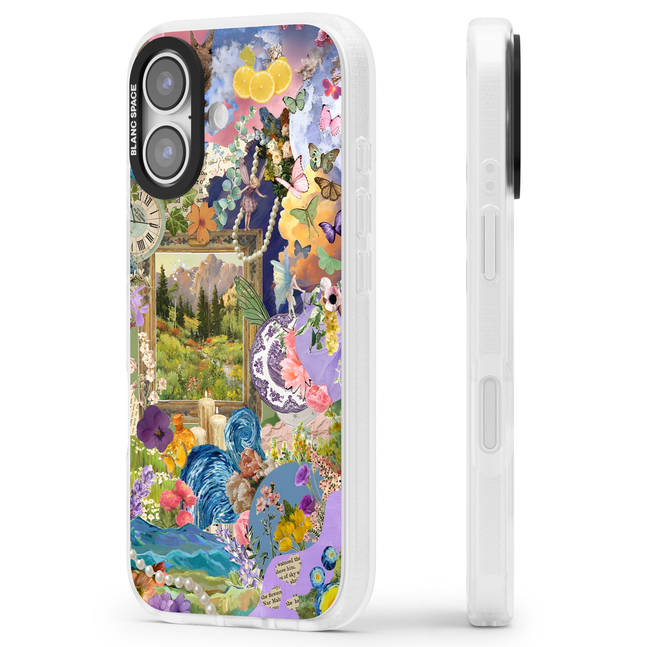Vibrant Whimsy Collage iPhone 17 Impact Air Clear Phone Case Side Profile