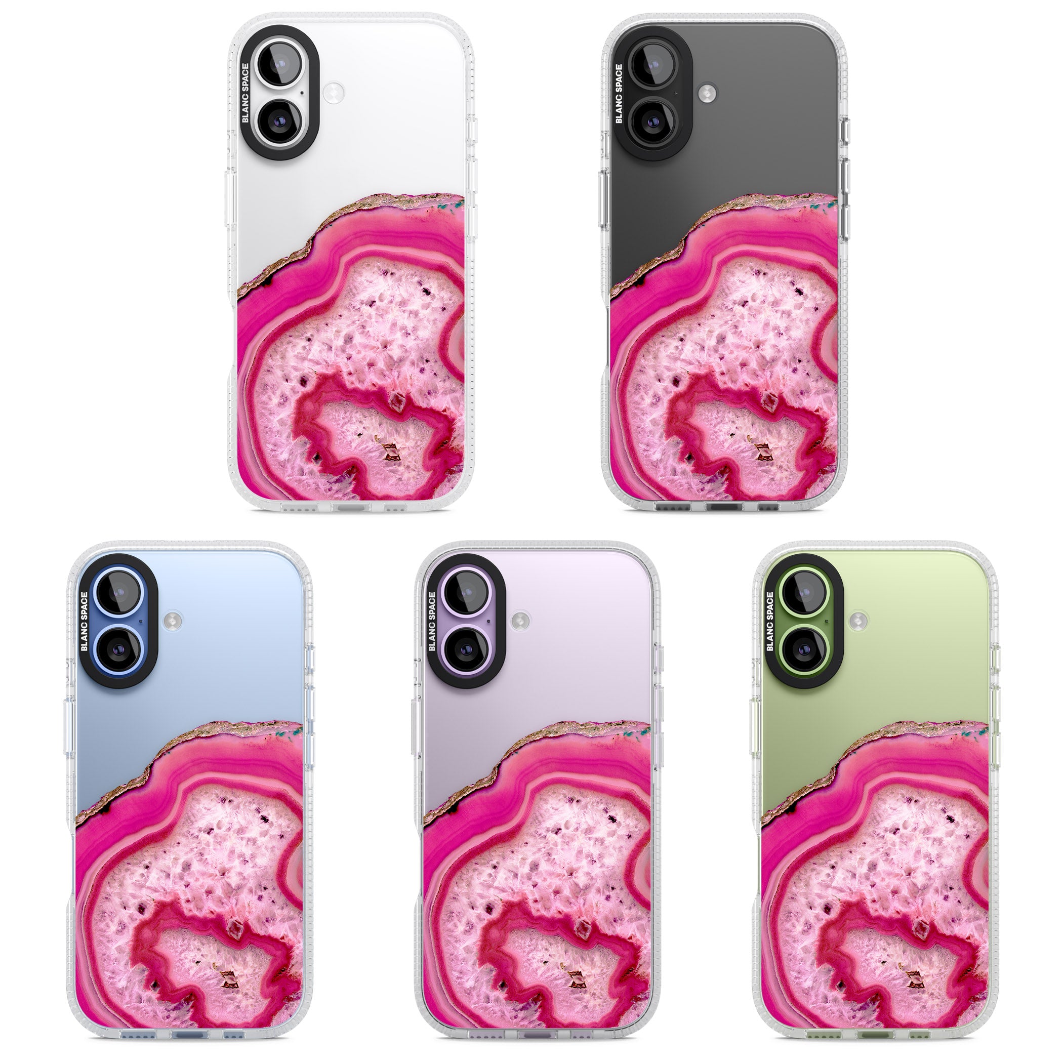 Pink Geode Crystal iPhone 17 Impact Air Clear Phone Case APT Impact Protection