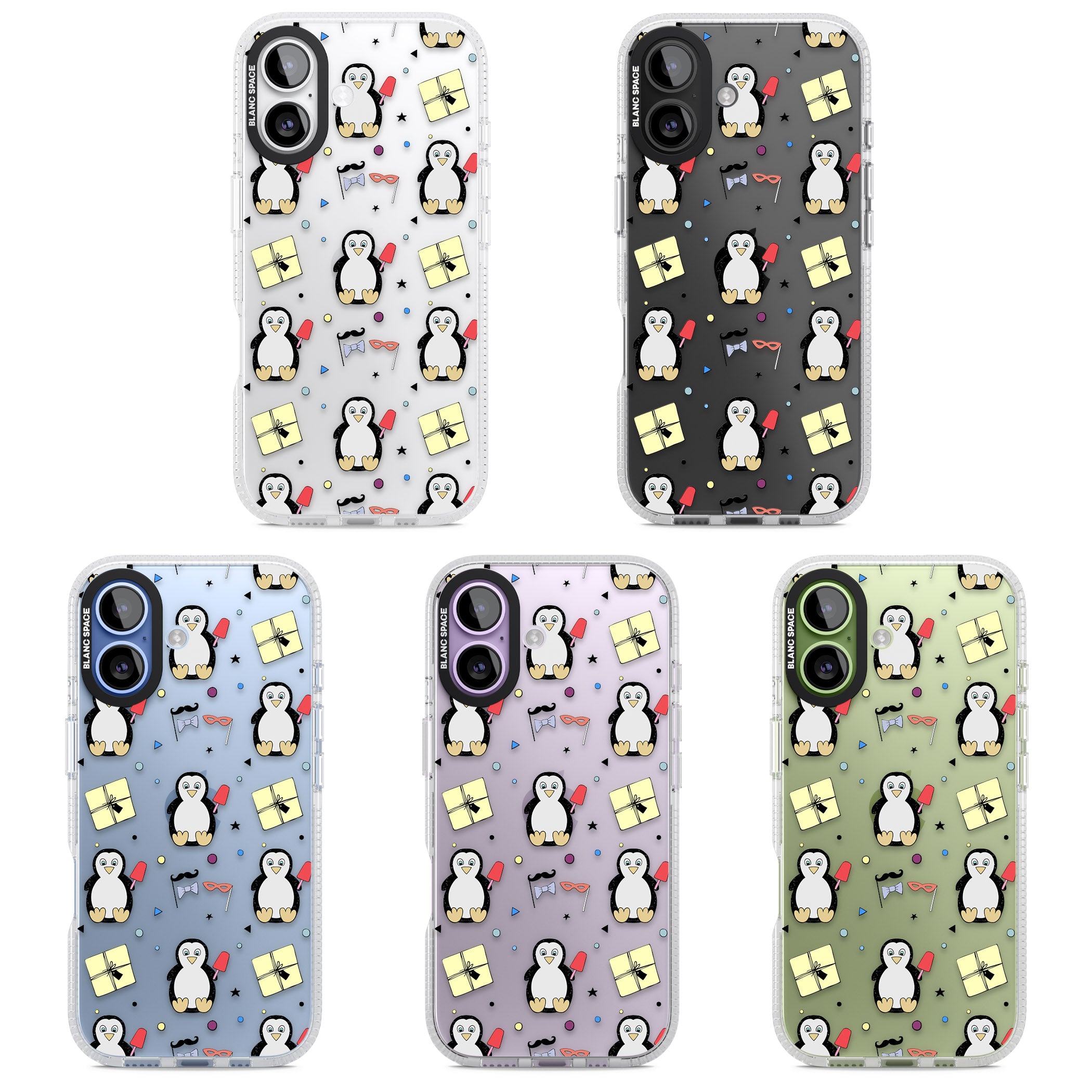 Cute Penguin Pattern Clear iPhone 17 Impact Air Clear Phone Case APT Impact Protection