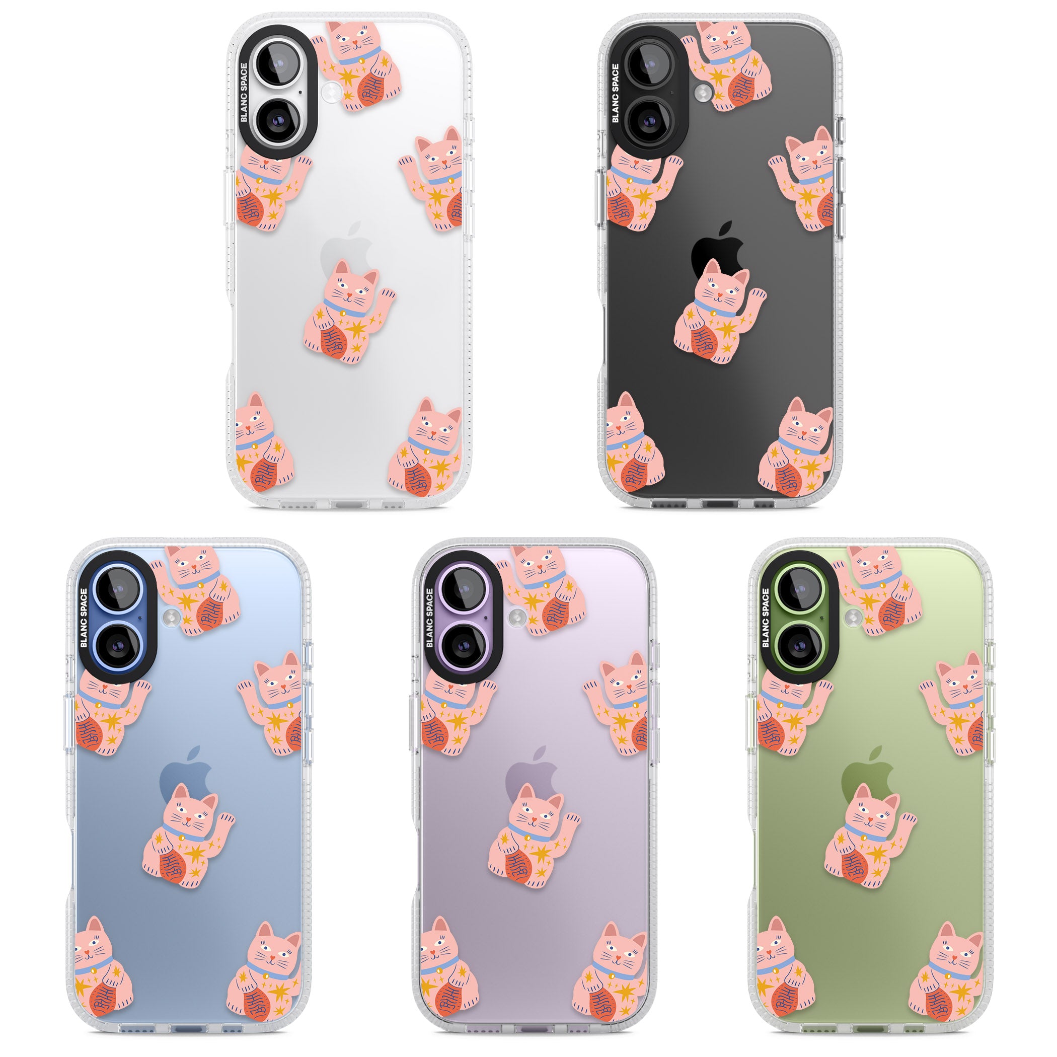 Waving Cat Pattern iPhone 17 Impact Air Clear Phone Case APT Impact Protection