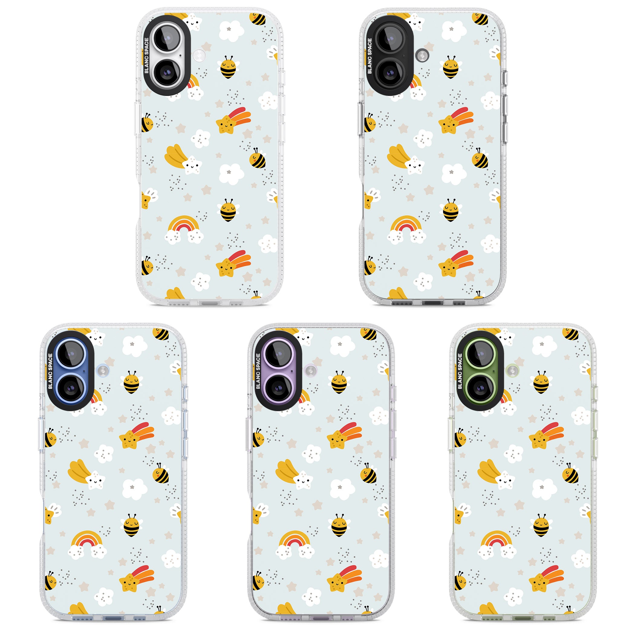 Sweet As Honey Patterns: Bees & Rainbows iPhone 17 Impact Air Clear Phone Case APT Impact Protection