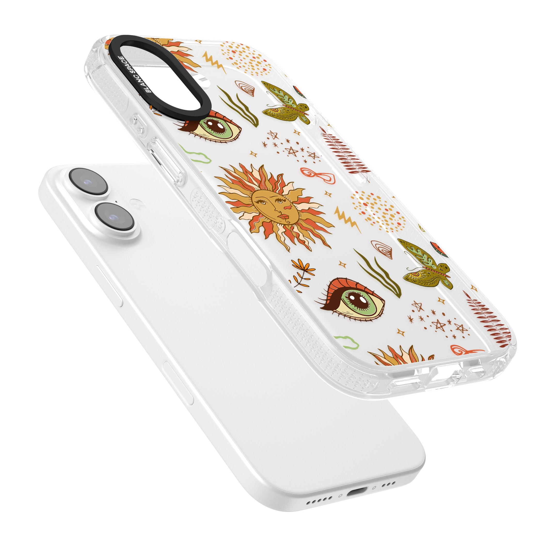 Boho Celestial Sun & Eye Pattern iPhone 17 Impact Air Clear Phone Case Colours