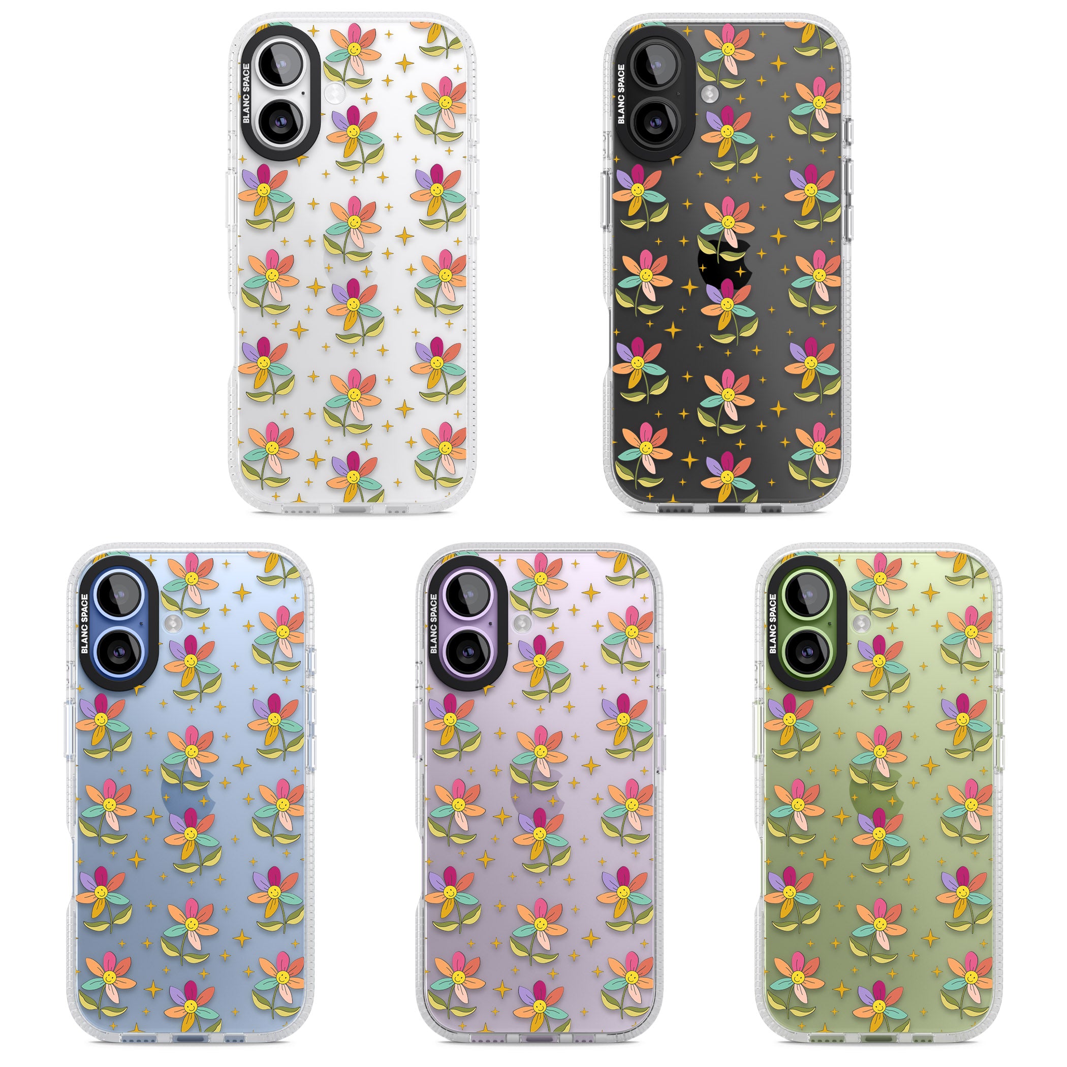 Boho Celestial Happy Flower iPhone 17 Impact Air Clear Phone Case APT Impact Protection