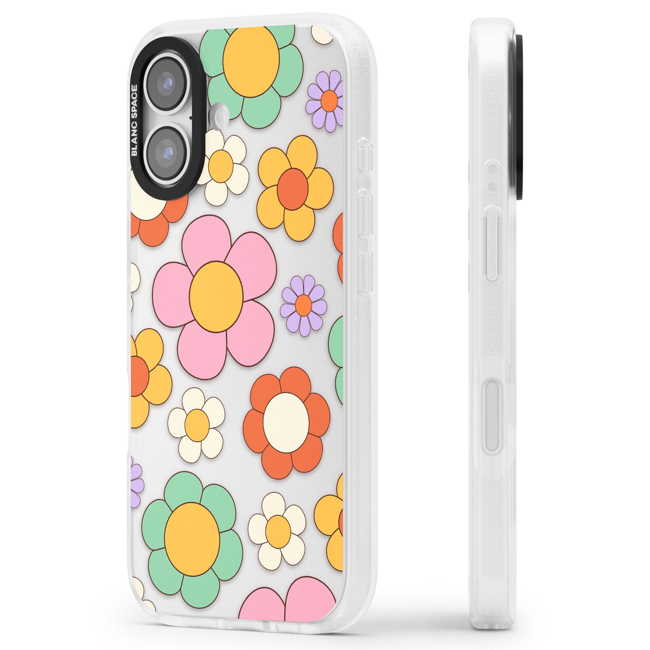 Groovy Blossoms iPhone 17 Impact Air Clear Phone Case Side Profile