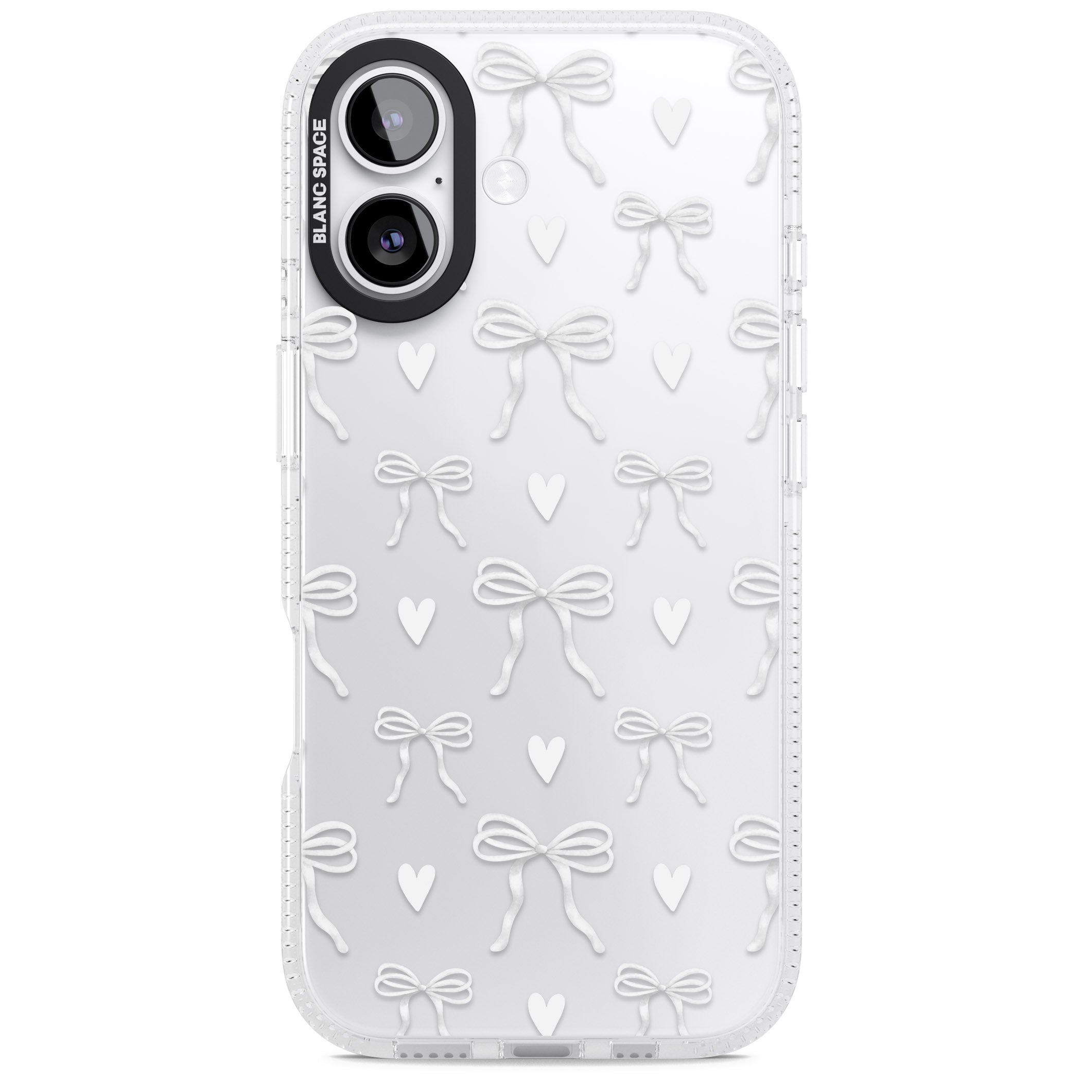 White Bows & Hearts iPhone 17 Impact Air Clear Phone Case