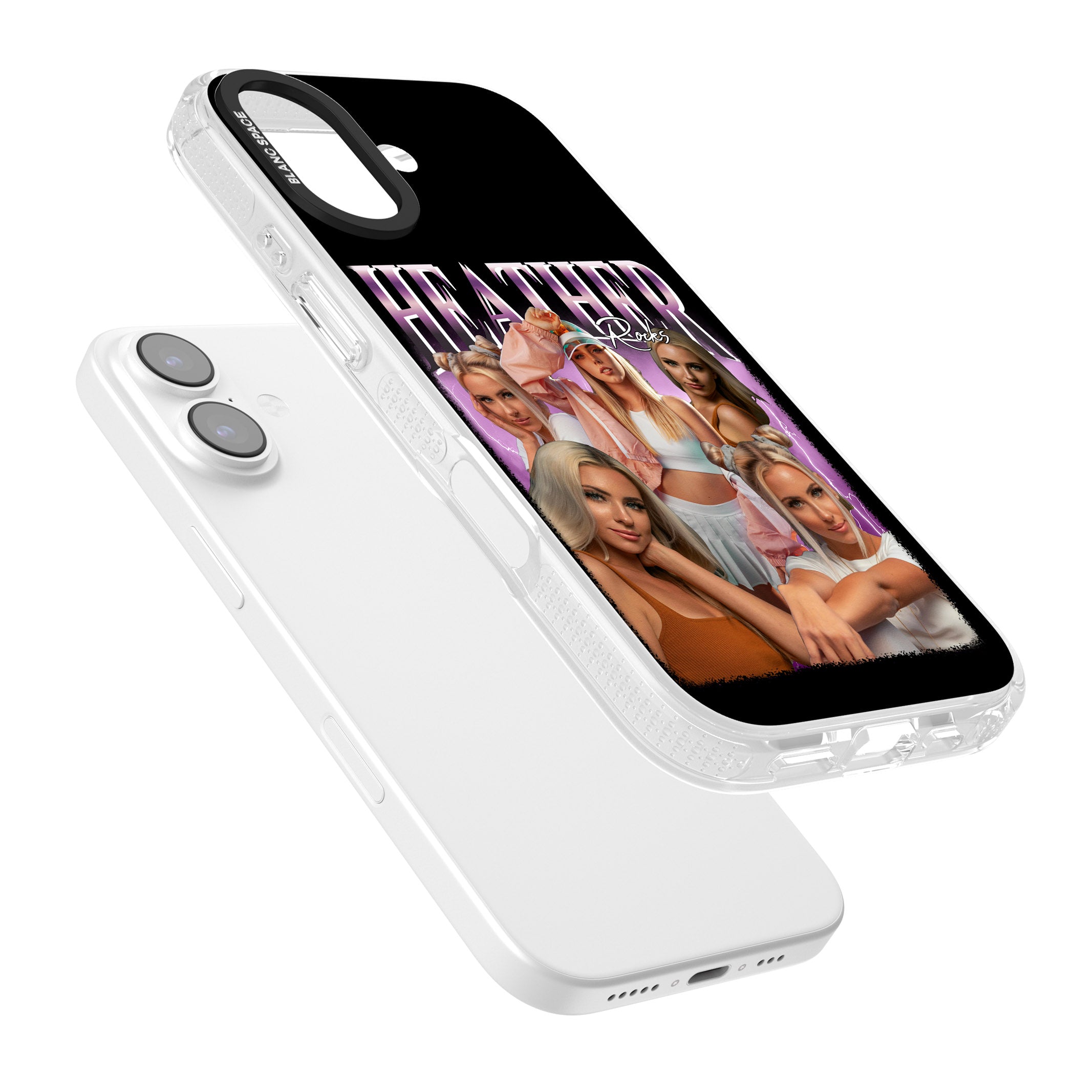 Personalised Airbrush Name & Photo Collage (Pink) iPhone 17 Impact Air Clear Phone Case Colours