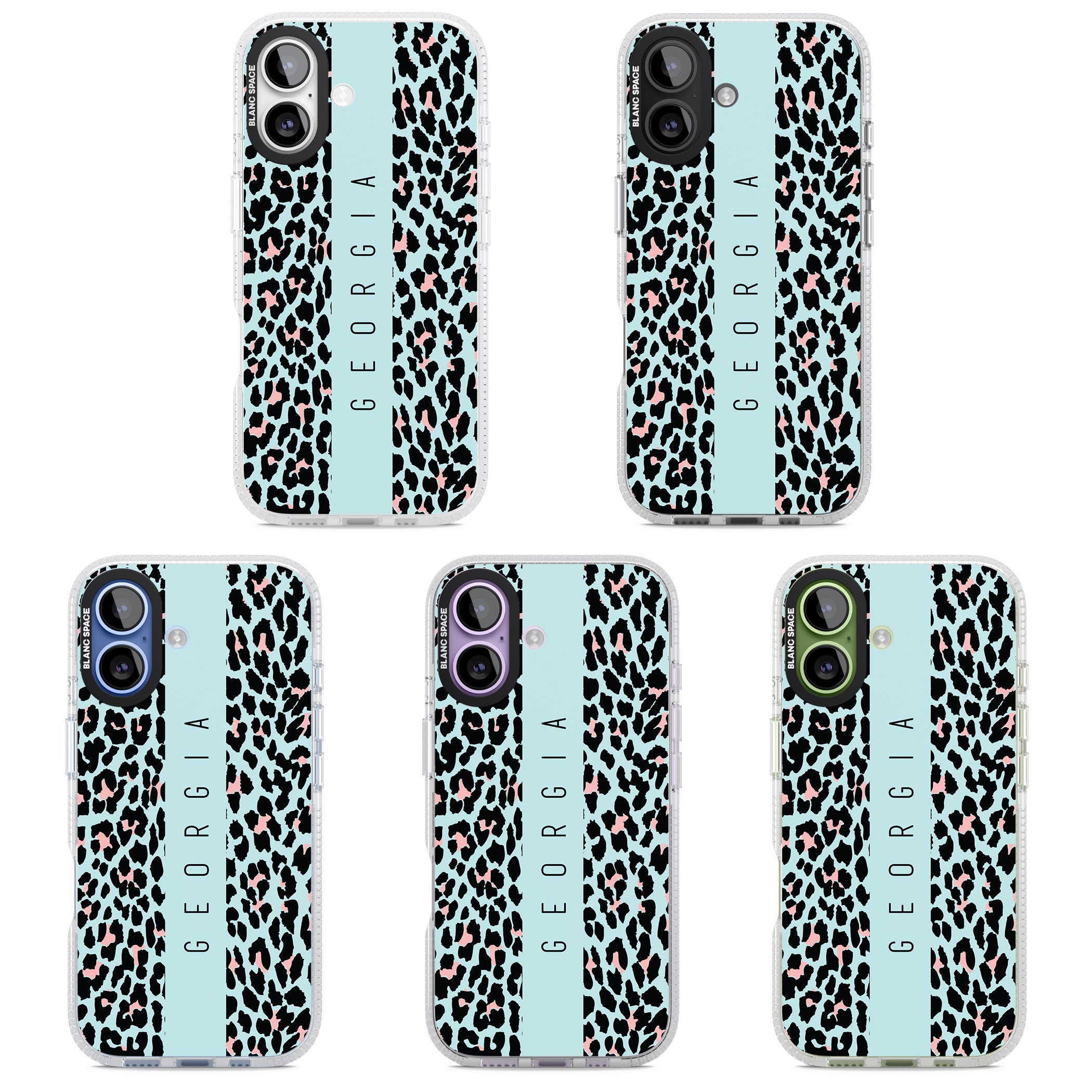 Personalised Blue Leopard iPhone 17 Impact Air Clear Phone Case APT Impact Protection