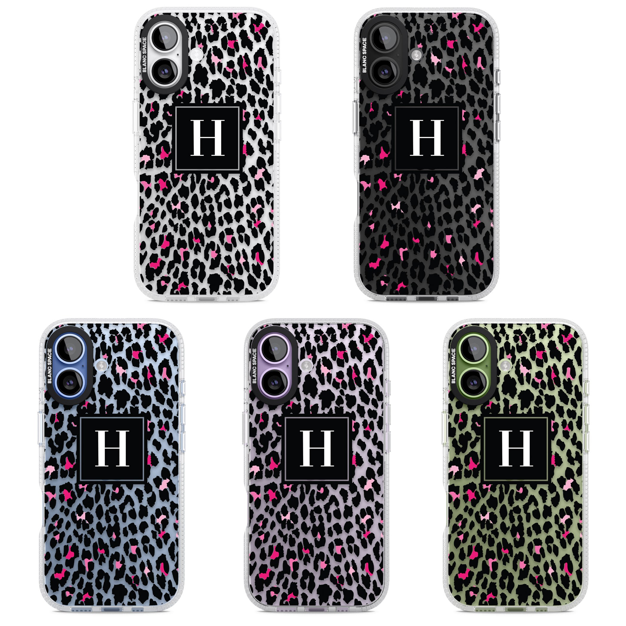 Personalised Clear Pink Leopard Monogram iPhone 17 Impact Air Clear Phone Case APT Impact Protection