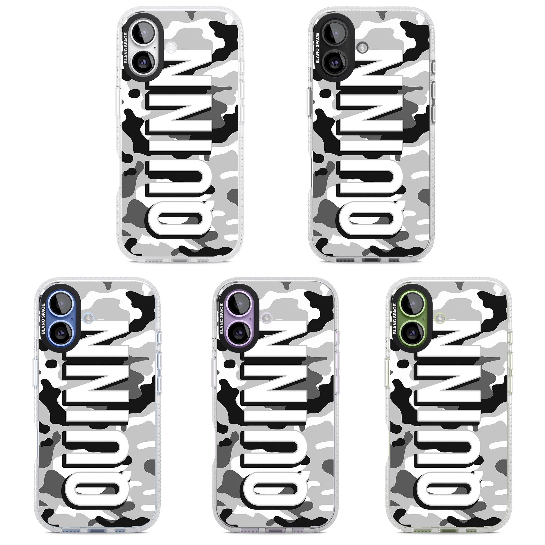 Personalised Greyscale Camo iPhone 17 Impact Air Clear Phone Case APT Impact Protection