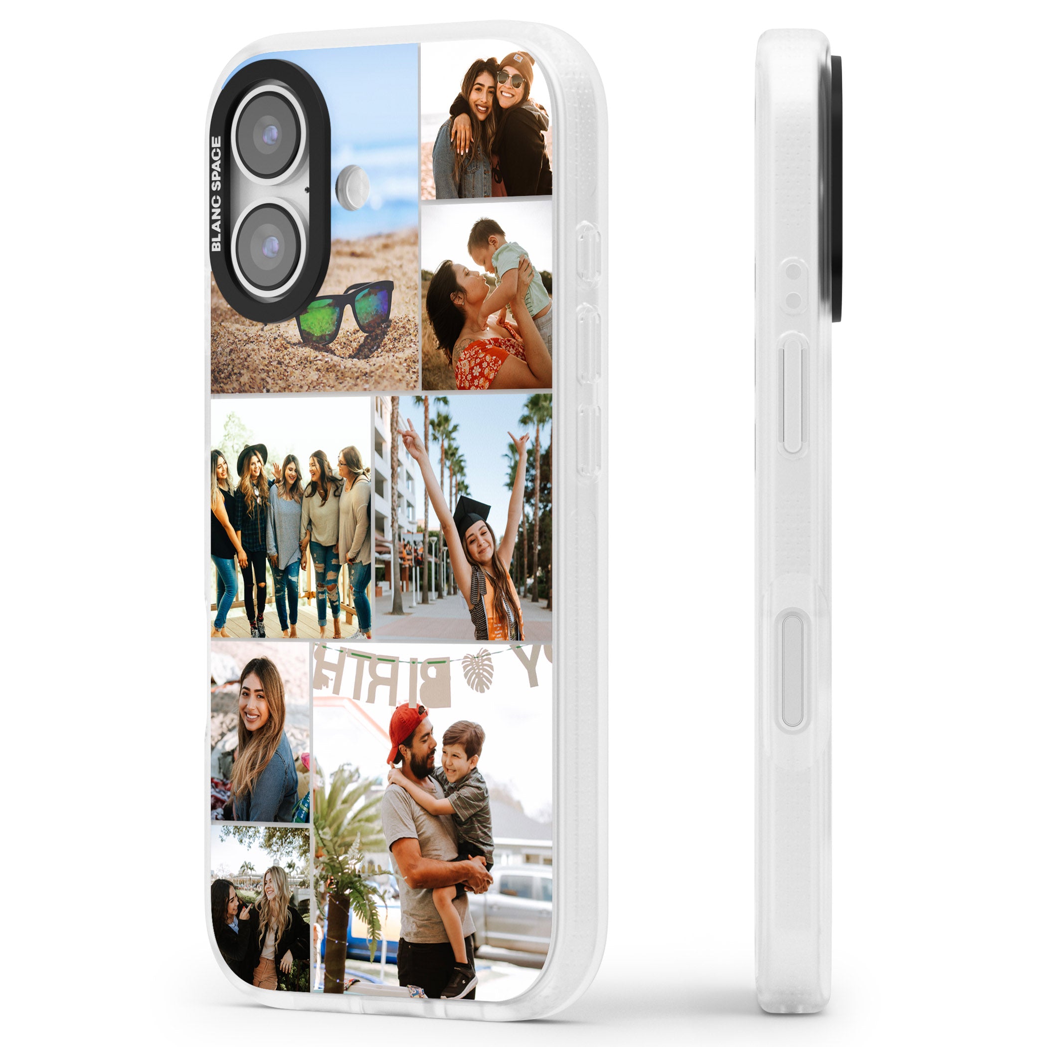 Personalised Photo Grid iPhone 17 Impact Air Clear Phone Case Side Profile