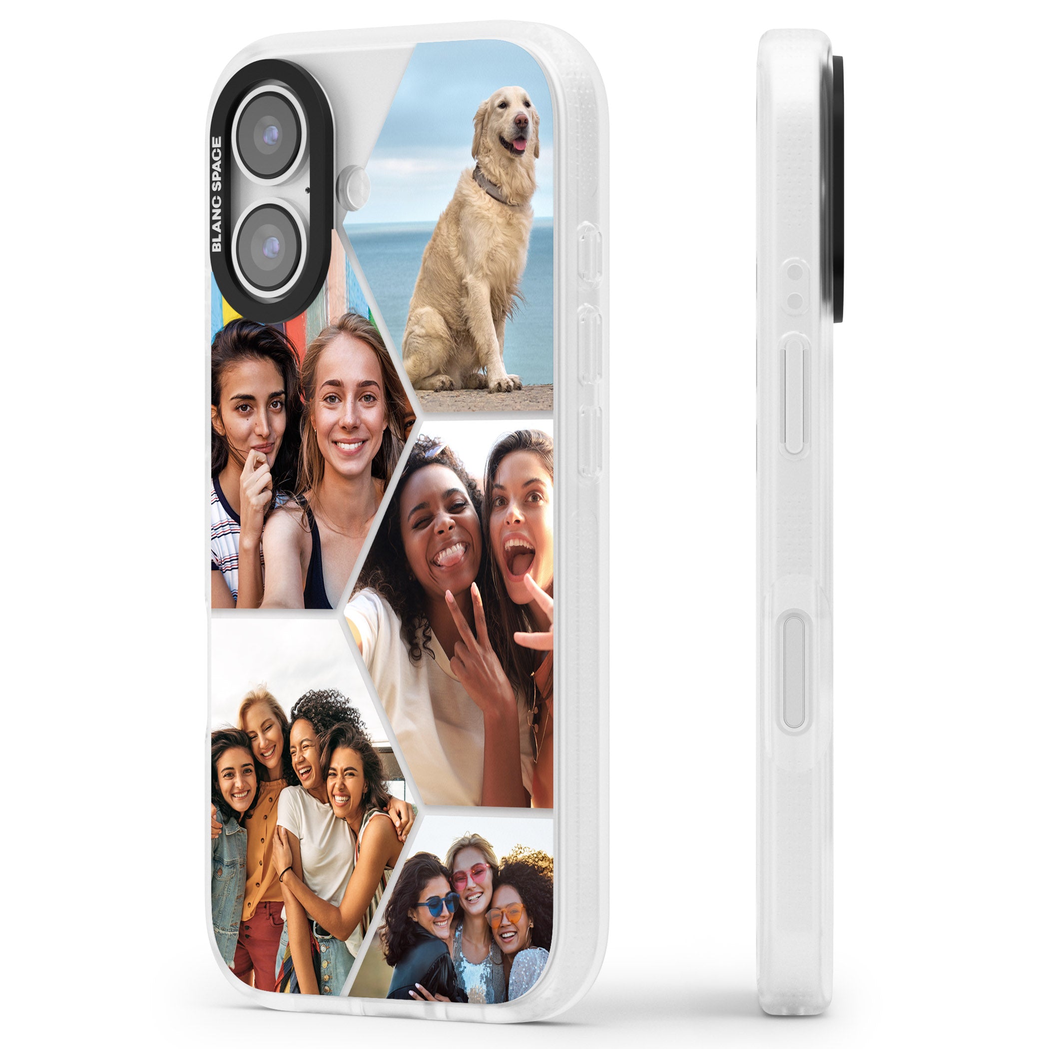 Personalised Beehive Photo Grid iPhone 17 Impact Air Clear Phone Case Side Profile
