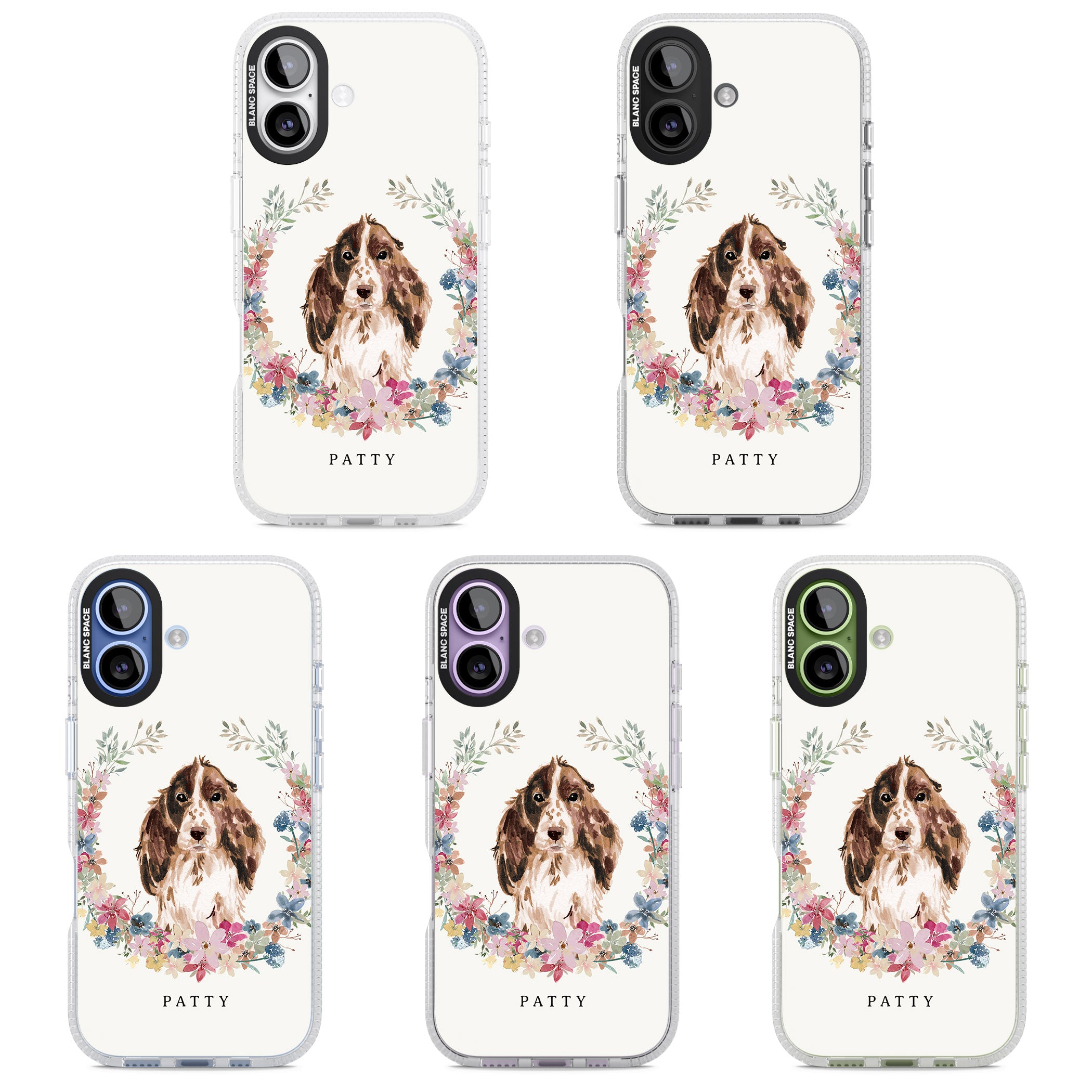 Personalised Cocker Spaniel Floral Portrait iPhone 17 Impact Air Clear Phone Case APT Impact Protection