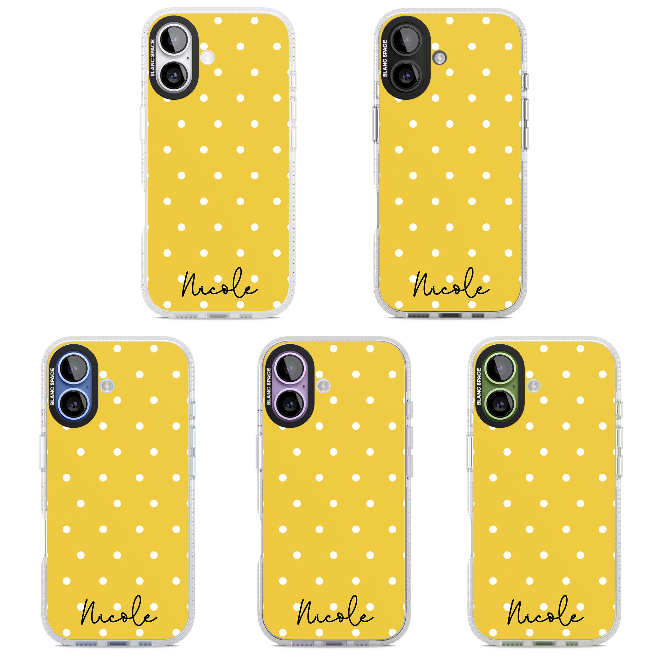 Personalised Yellow Polka Dot iPhone 17 Impact Air Clear Phone Case APT Impact Protection