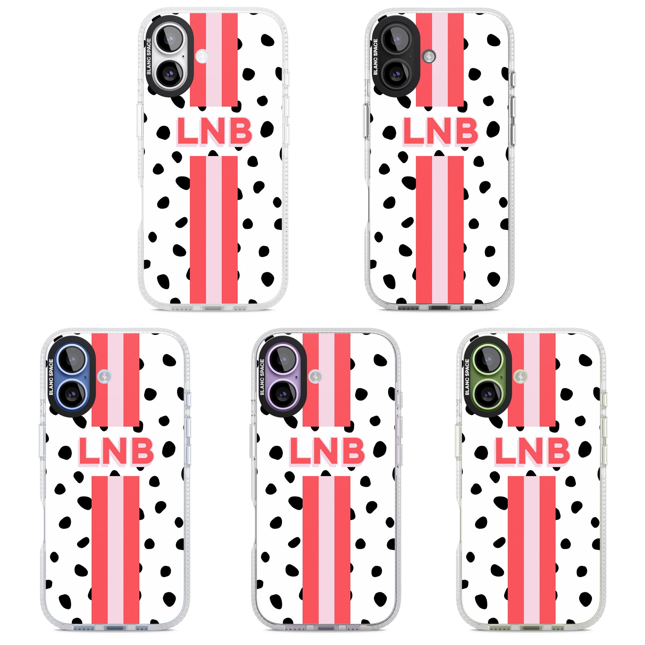Personalised Polka & Pink Stripe iPhone 17 Impact Air Clear Phone Case APT Impact Protection