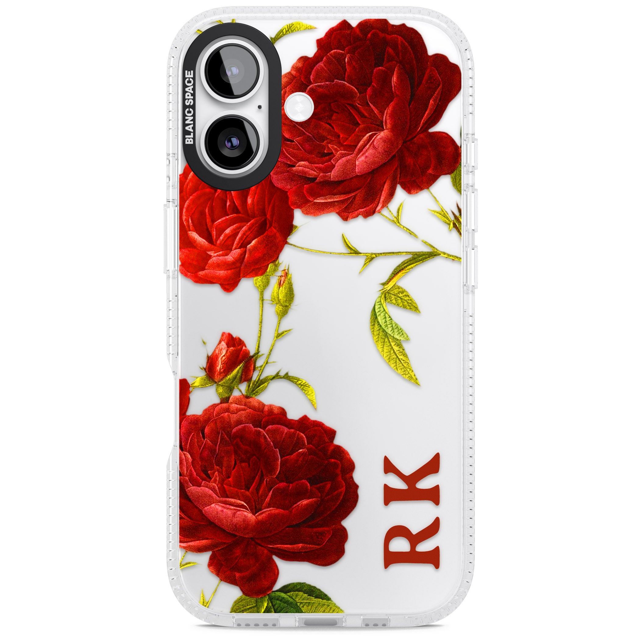 Personalised Vintage Floral Red Roses iPhone 17 Impact Air Clear Phone Case