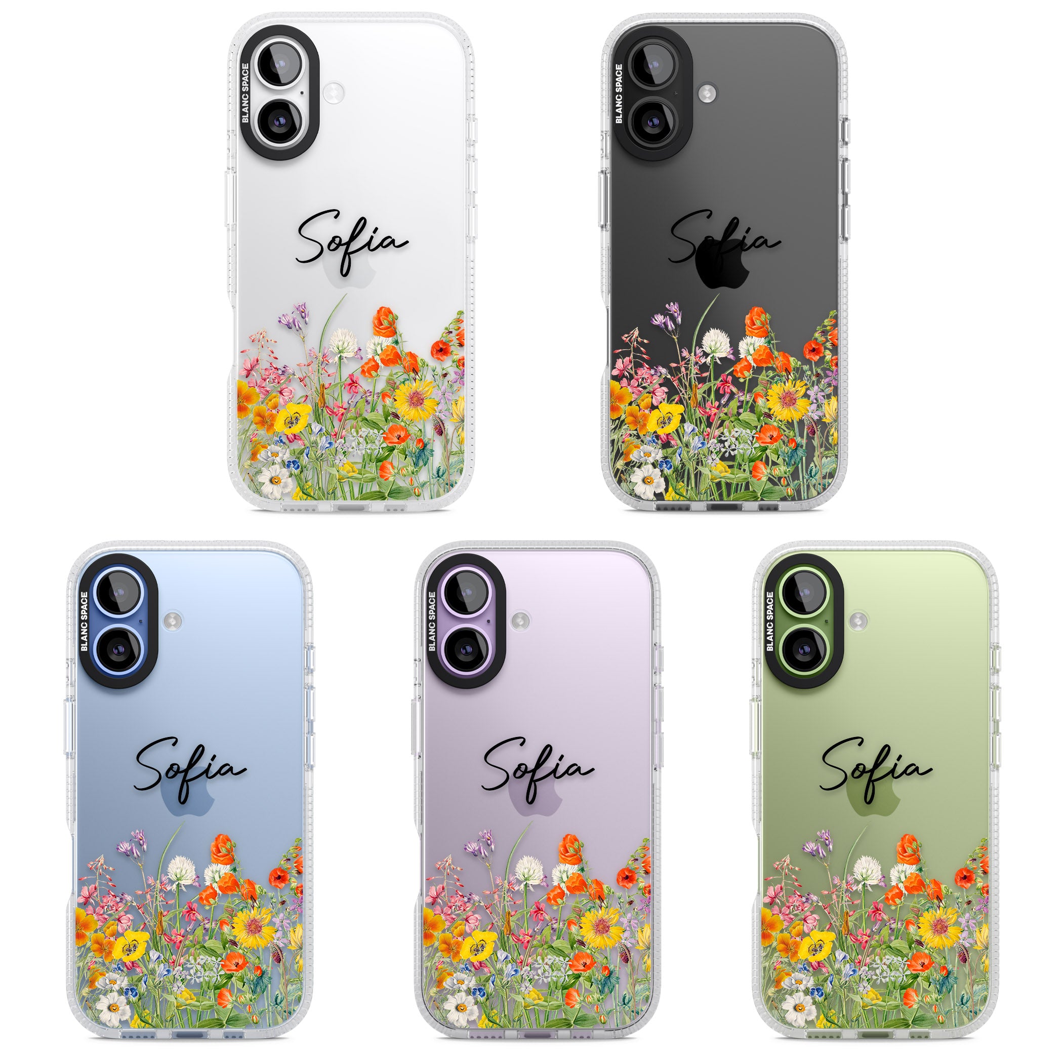 Personalised Summer Wildflowers iPhone 17 Impact Air Clear Phone Case APT Impact Protection