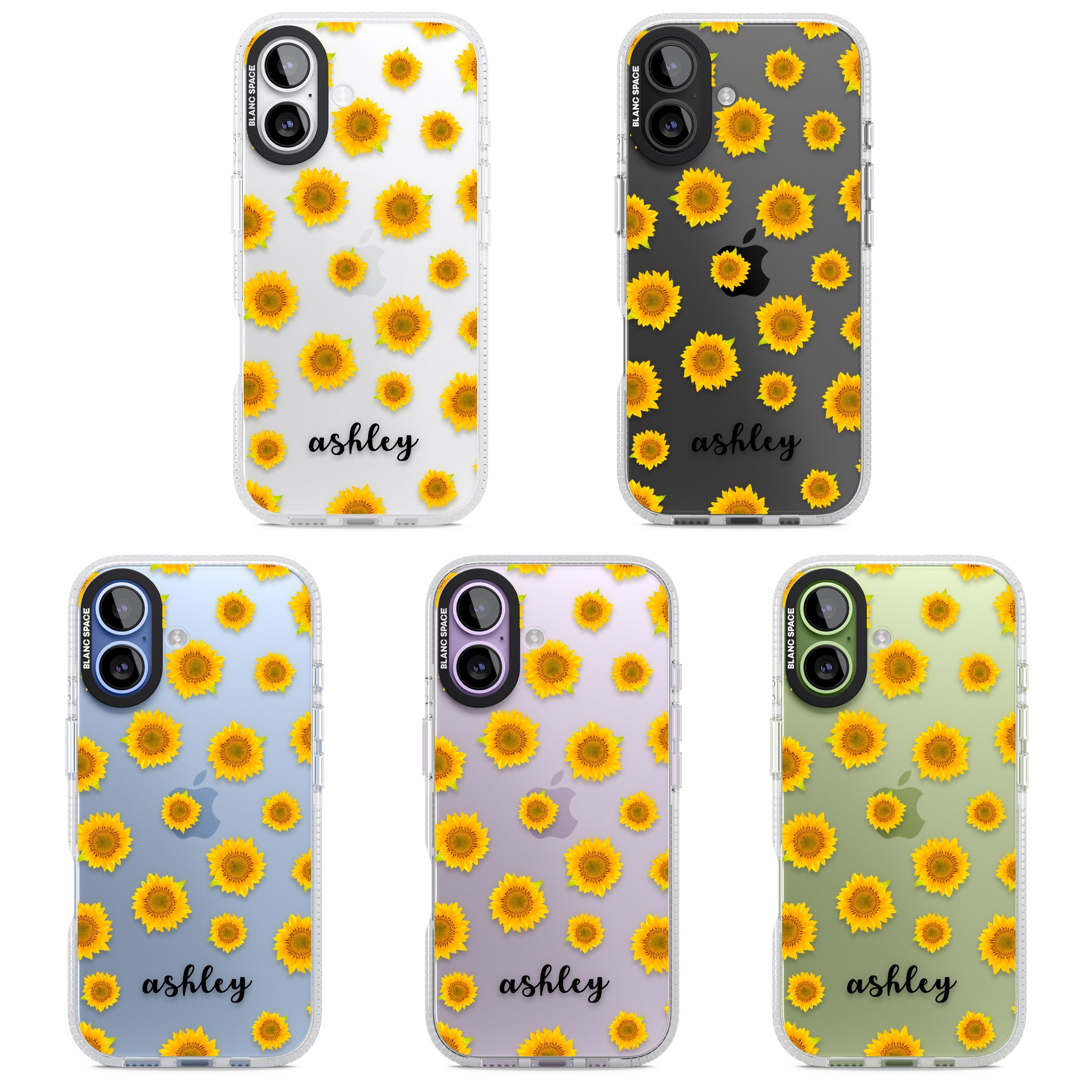 Personalised Sunflowers & Cursive iPhone 17 Impact Air Clear Phone Case APT Impact Protection