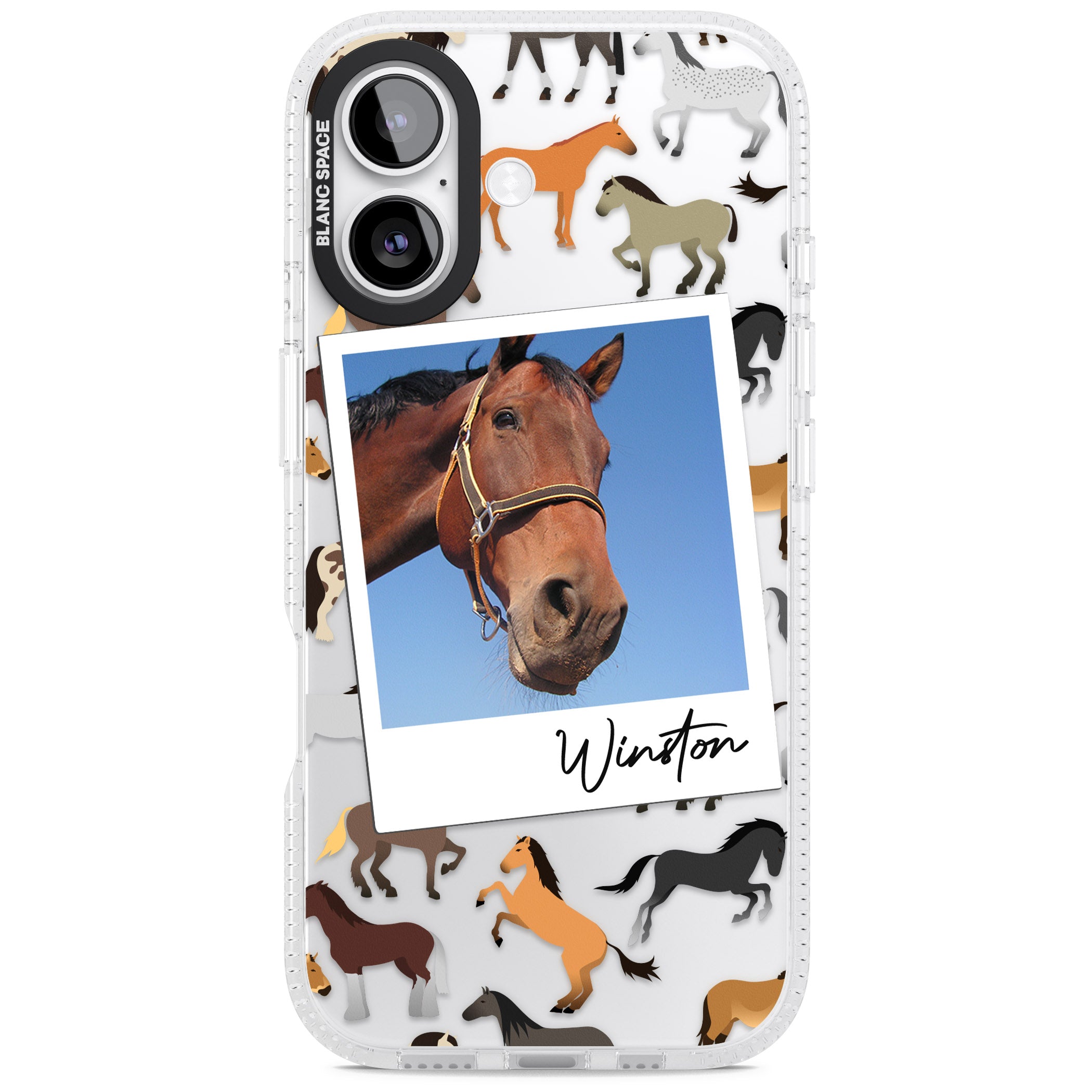 Personalised Horse Polaroid iPhone 17 Impact Air Clear Phone Case